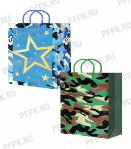 Сумочка бумажная 26х32х13 МЕГА (L) L25-336/337 (Камуфляж) [10/200]