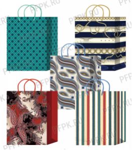 Сумочка бумажная 14х20х6,5 МЕГА (MS) MS-616/617/618/619/620 (Полосы,узор) [10/200]