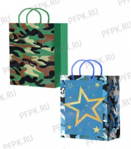 Сумочка бумажная 14х20х6,5 МЕГА (MS) MS25-636/637 (Камуфляж) [10/200]