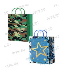 Сумочка бумажная 14х20х6,5 МЕГА (MS) MS25-636/637 (Камуфляж) [10/200]