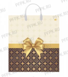 Пакет с пласт.руч. ФОТОПЕЧАТЬ 40х44 (100 мкм) ТИКО Золотистый бантик [10/100]