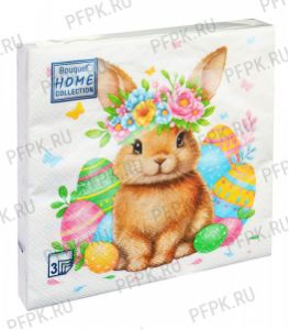 Салфетки бум. DESNA HOME COLLECTION CLASSIC (20 листов) Пасха.Кролик в цветочном венке [12/12]