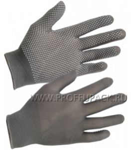 Перчатки нейлоновые с покрытием ТОЧКА Серые [12/1200]