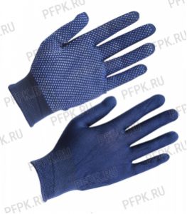 Перчатки нейлоновые с покрытием ТОЧКА Синие [12/1200]