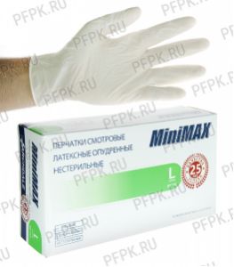Перчатки латексные смотровые медицинские опудренные (уп. 100 шт.) L (MiniMax) [1/10]