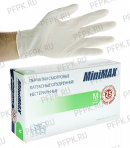 Перчатки латексные смотровые медицинские опудренные (уп. 100 шт.) M (MiniMax) [1/10]