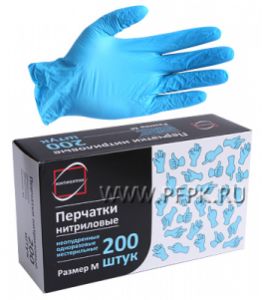 Перчатки нитриловые медицинские одноразовые (уп. 200 шт/100 пар) М (Континент) [1/10]