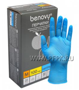 Перчатки нитриловые медицинские одноразовые (уп. 200 шт/100 пар) M (Benovy) [1/10]