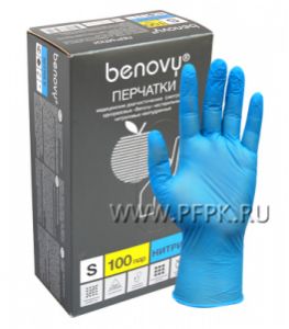 Перчатки нитриловые медицинские одноразовые (уп. 200 шт/100 пар) S (Benovy) [1/10]