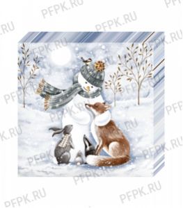 Салфетки НГ бум. BOUQUET ДОМАШНЯЯ КОЛЛЕКЦИЯ 33х33, 3-сл.,с рис. (20 листов) Снеговик и его друзья [12/12]