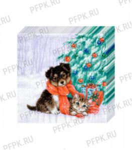 Салфетки НГ бум. BOUQUET ДОМАШНЯЯ КОЛЛЕКЦИЯ 33х33, 3-сл.,с рис. (20 листов) Верные друзья [12/12]