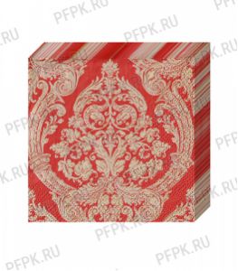 Салфетки бум. BOUQUET de LUXE 24х24, 3-сл.,с рис. (25 листов) Royal (золото) на бордовом [15/15]