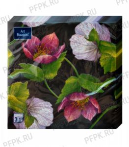 Салфетки бум. DESNA BOUQUET 33х33, 3-сл.,с рис. (20 листов) Декоративный цветок на черном [12/12]