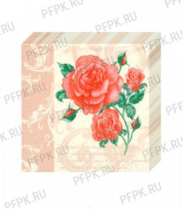 Салфетки бум. DESNA BOUQUET 33х33, 3-сл.,с рис. (20 листов) Романтические розы на бежевом [12/12]