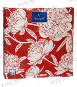 Салфетки бум. DESNA BOUQUET 33х33, 3-сл.,с рис. (20 листов) Венеция(бордовый). [12/12]