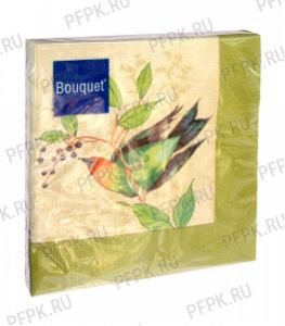 Салфетки бум. BOUQUET 33х33, 3-сл.,с рис. (20 листов) Рисунок с птицами [12/12]