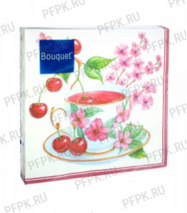 Салфетки бум. DESNA BOUQUET 33х33, 3-сл.,с рис. (20 листов) Вишневый чай [12/12]