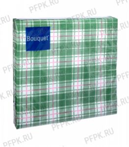 Салфетки бум. BOUQUET 33х33, 3-сл.,с рис. (20 листов) Зеленая клетка [12/12]