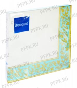 Салфетки бум. BOUQUET 33х33, 3-сл.,с рис. (20 листов) Золотые узоры. Тифани [12/12]