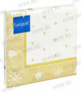 Салфетки НГ бум. BOUQUET 33х33, 3-сл.,с рис. (20 листов) Новогодний гобелен.Золото [12/12]