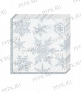 Салфетки НГ бум. DESNA BOUQUET de LUXE 24х24, 3-сл.,с рис. (25 листов) Снегопад Серебро [15/15]