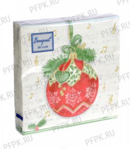 Салфетки НГ бум. DESNA BOUQUET de LUXE 24х24, 3-сл.,с рис. (25 листов) Музыкальный шар [15/15]