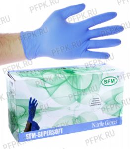Перчатки нитриловые голубые медицинские одноразовые (уп. 200 шт/100 пар) M (SFM) [1/10]