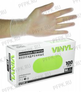 Перчатки виниловые (уп. 100шт./50пар) M-(CTPVNM1000)(Без ЧЗ) [1/10]