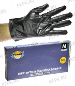 Перчатки эластомер черные AVIORA (уп. 100 шт.) M (402-883) [1/10]