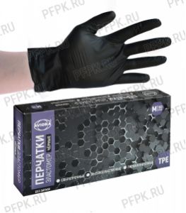 Перчатки эластомер черные AVIORA (уп. 100 шт.) M (402-883)(Без ЧЗ) [1/10]