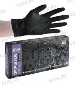 Перчатки эластомер черные AVIORA (уп. 100 шт.) XL (402-885)(Без ЧЗ) [1/10]
