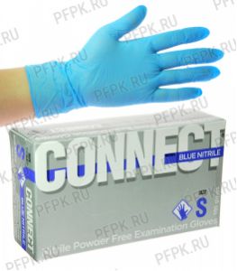 Перчатки нитриловые CONNECT (уп. 100шт./50пар) S (BLUE NITRILE) [1/10]
