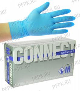 Перчатки нитриловые CONNECT (уп. 100шт./50пар) M (BLUE NITRILE) [1/10]