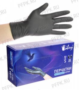Перчатки нитриловые черные LIBRY (уп. 100шт./50пар) S(KN002BL) [1/10]