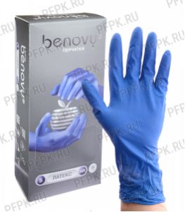 Перчатки латексные синие BENOVY S (M125G2) [25/250]