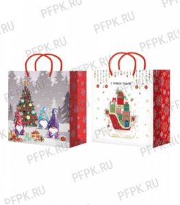 НГ сумочка бумажная 250х250х100 МЕГА(Q) Q 25-020/021 (Подарки, елочки) [10/200]