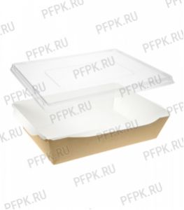 Емкость бум. V1000мл крафт/белая (с крышкой) [50/150]