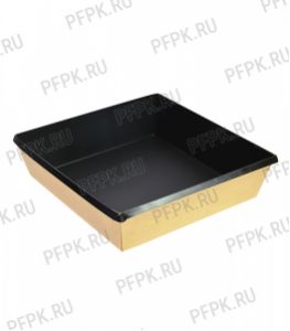 Емкость бум. V950мл OneClick Bottom BLACK крафт (без крышки) 950/bBLACK [50/300]