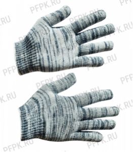 Перчатки х/б без покрытия 5-нитка 10-класс СЕРАЯ (Кит.) (ЮИ100180/43/22) [10/400]