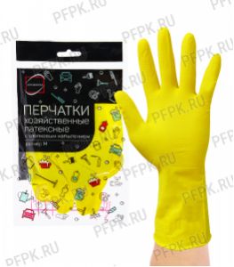 Перчатки латексные хозяйственные с хлопковым напылением КОНТИНЕНТПАК M [12/240]