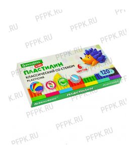 Пластилин (набор 6 цветов + стек) BRAUBERG KIDS (106-435) [1/32]