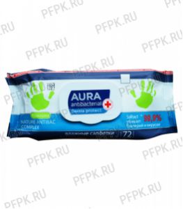 Салфетки влажн. ЧЗ AURA DERMA PROTECT с клапаном (уп. 72 шт.) Ромашка антибактериальные [1/12]
