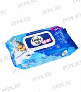 Салфетки влажн. ЧЗ EMILY STYLE PREMIUM с клапаном (уп. 60 шт.) Детские гипоаллергенные [1/20]