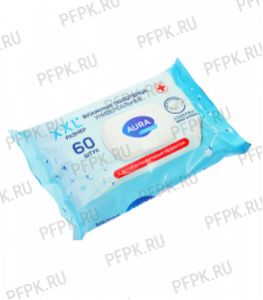 Полотенца влажн. ЧЗ AURA FAMILY с клапаном (уп. 60 шт.) С антибактериальным эффектом [1/10]