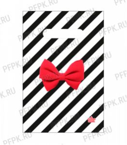 БУТИК, вырубная ручка, 20х30 (30мкм) ПВД, ТИКО Алый бантик [100/3000]