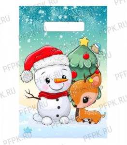 НГ БУТИК проруб. 20х30 (30 мкм) ПВД, ТИКО Милый снеговик [100/3000]